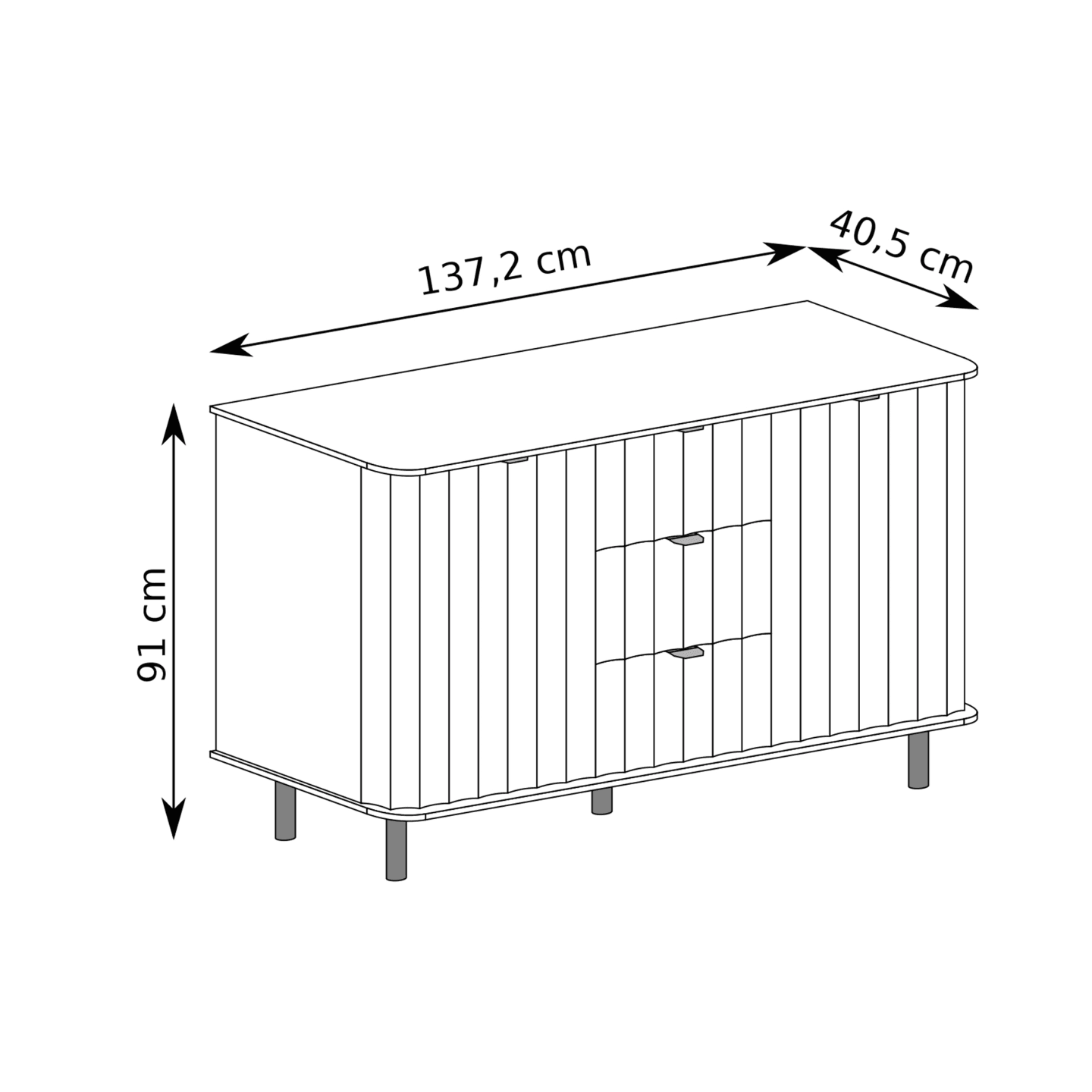 Komoda Belvero 137 cm Biel Alpejska
