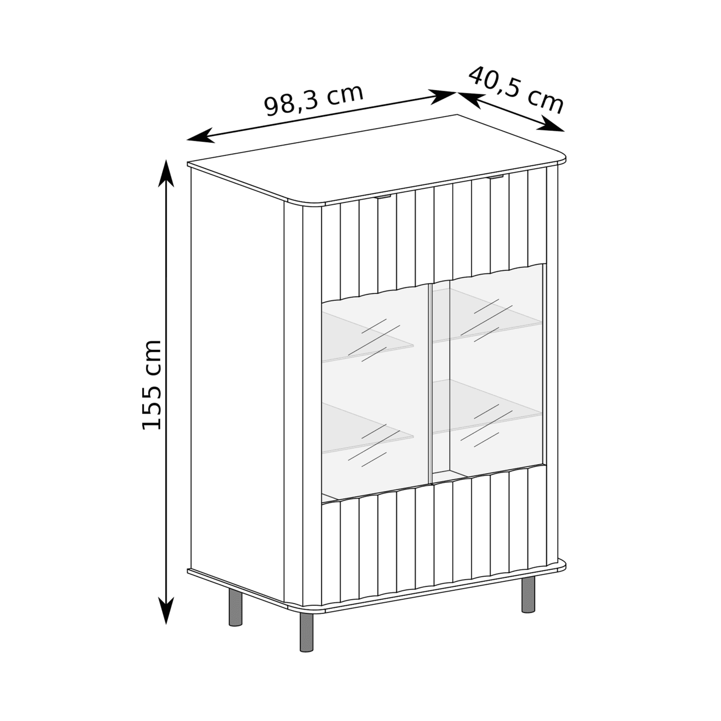 Witryna Belvero 99 cm Clay Gray