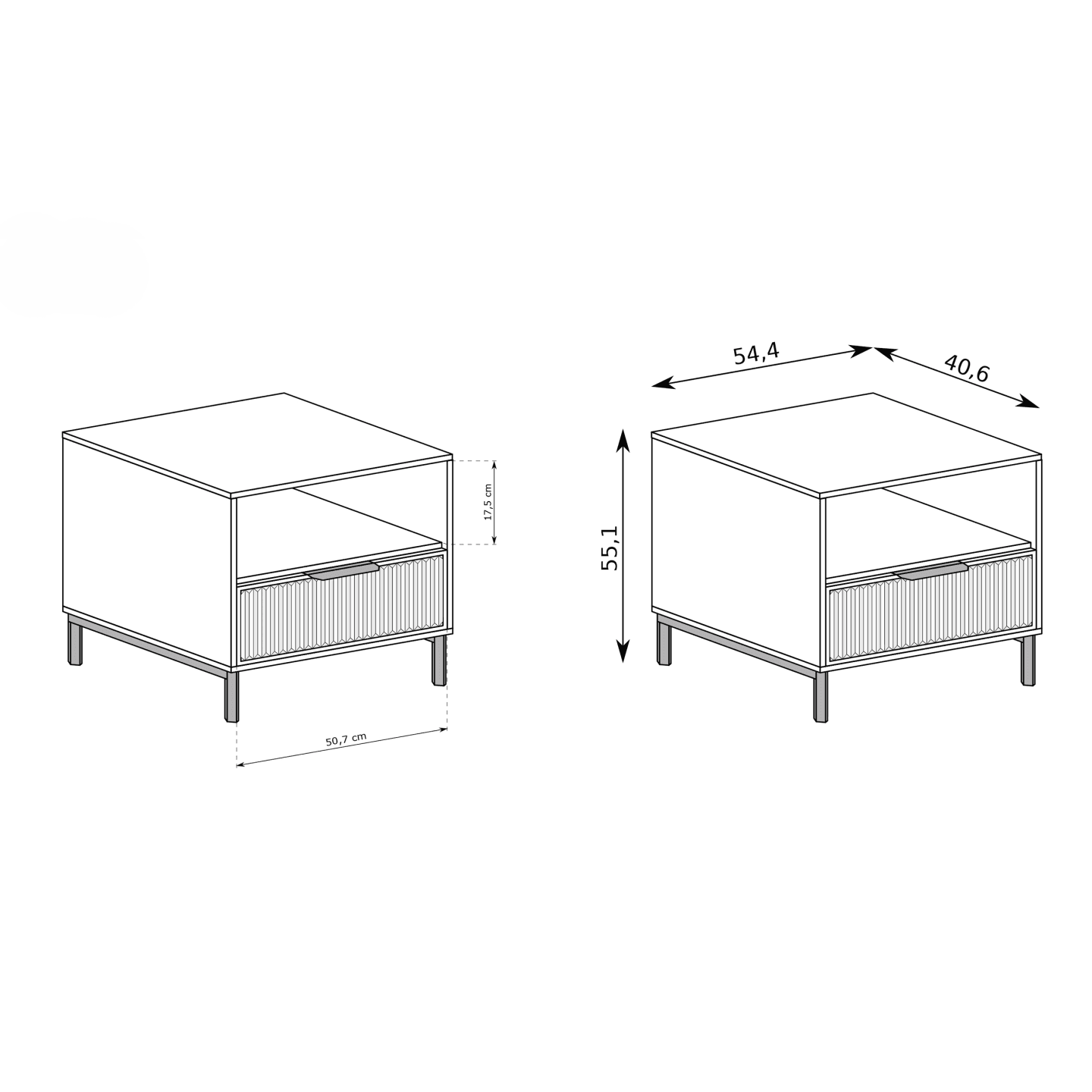 Stolik nocny Delvani 55 cm Indygo
