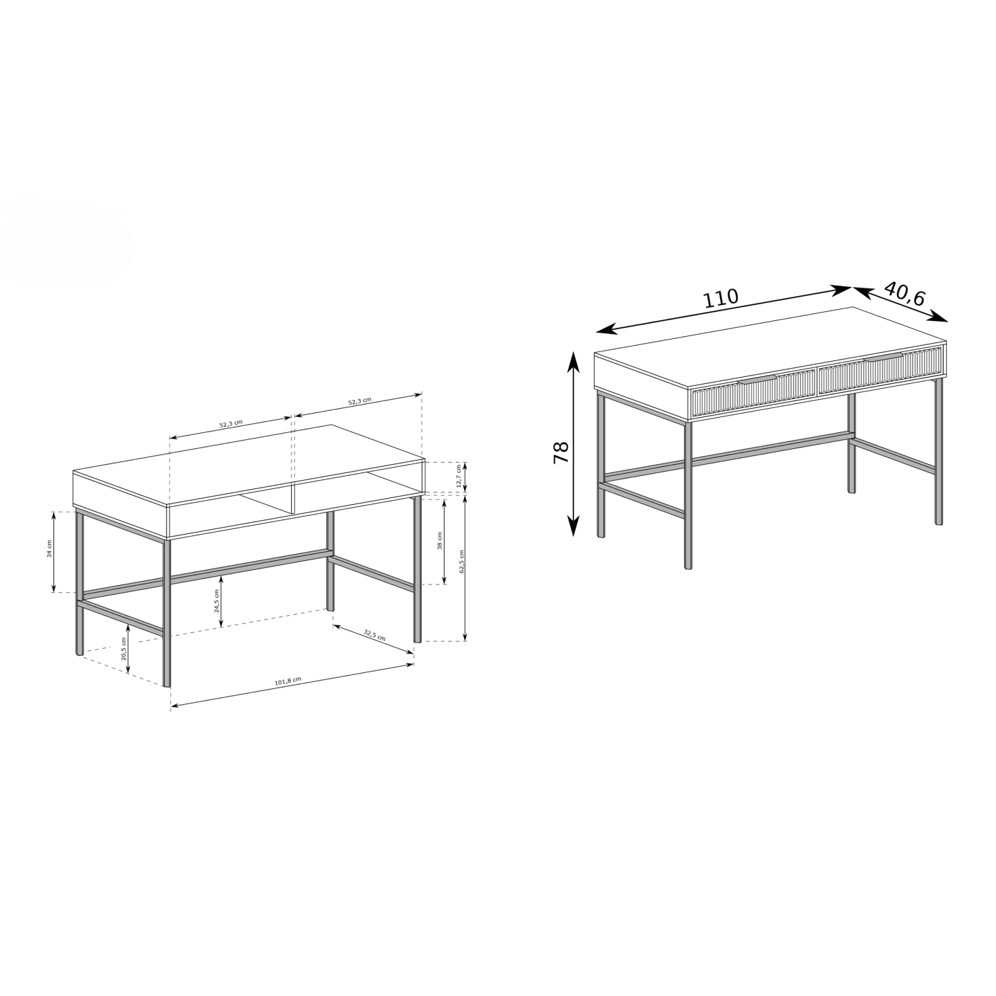 Toaletka Delvani 110 cm Indygo