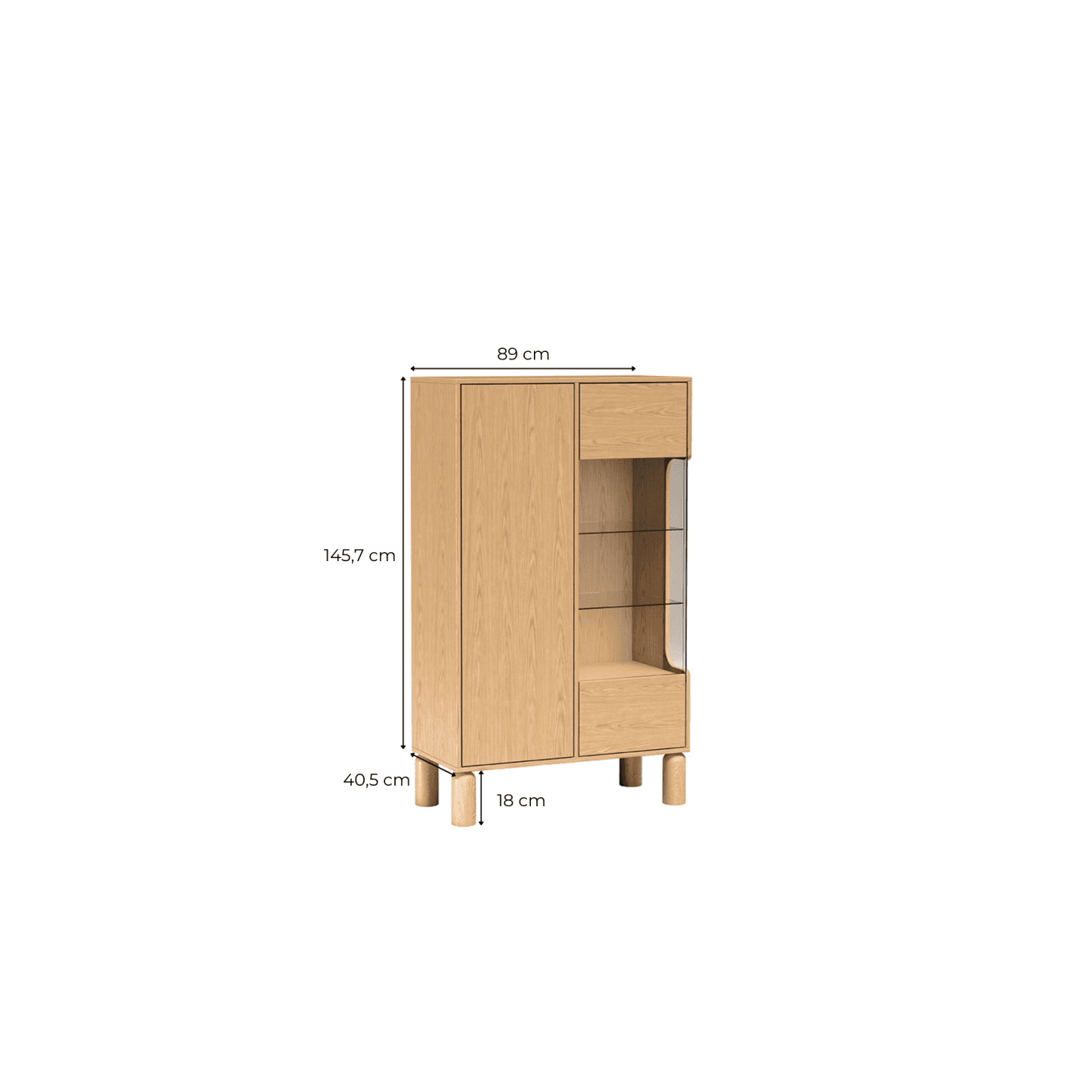 Witryna Orvico 89 cm dąb bookmatch