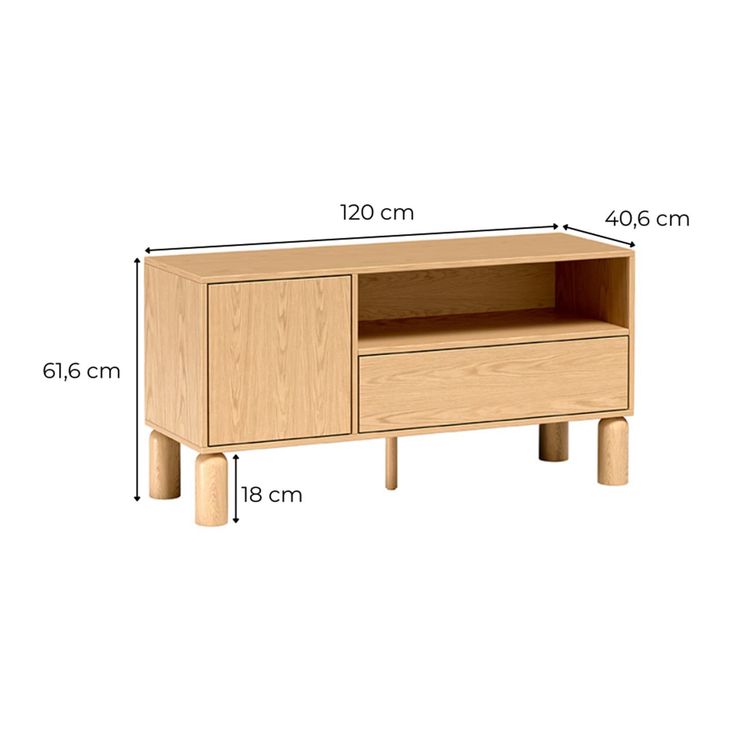Szafka RTV Orvico 120 cm dąb bookmatch