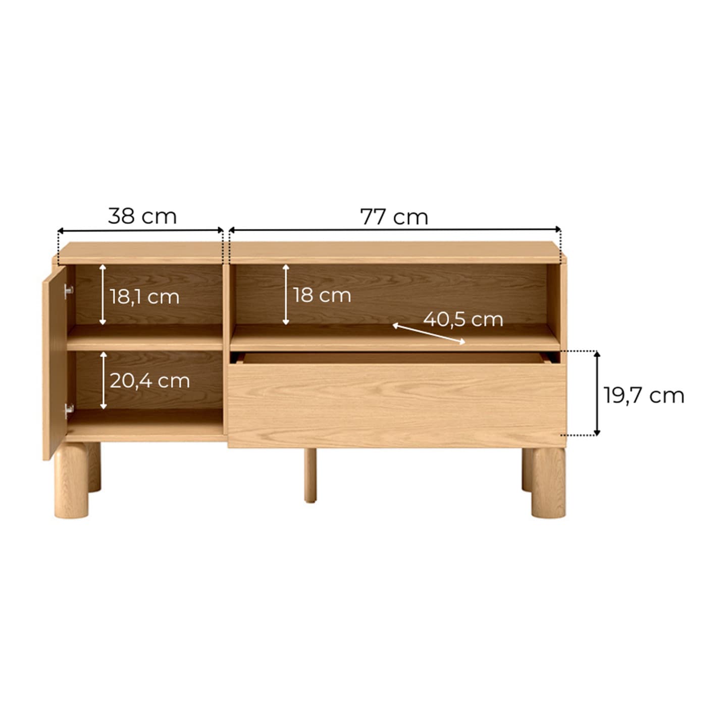 Szafka RTV Orvico 120 cm dąb bookmatch