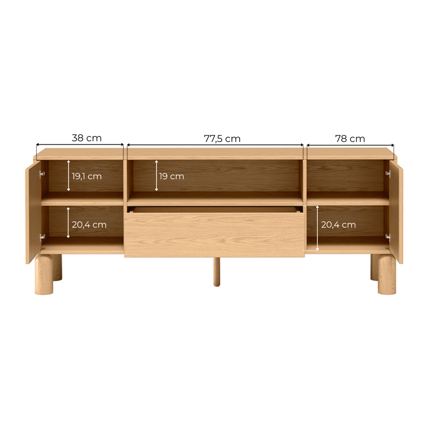 Szafka RTV Orvico 160 cm dąb bookmatch