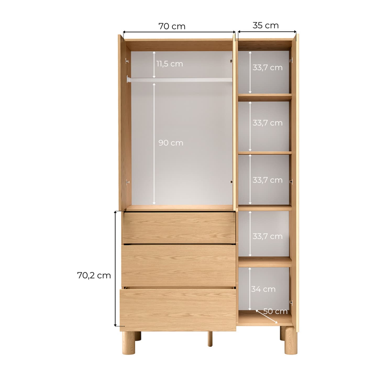 Szafa Orvico 110 cm dąb bookmatch