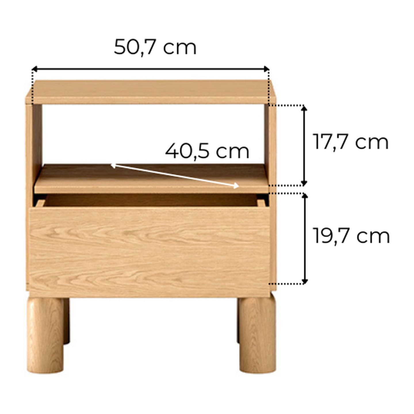 Szafka nocna Orvico 54 cm dąb bookmatch