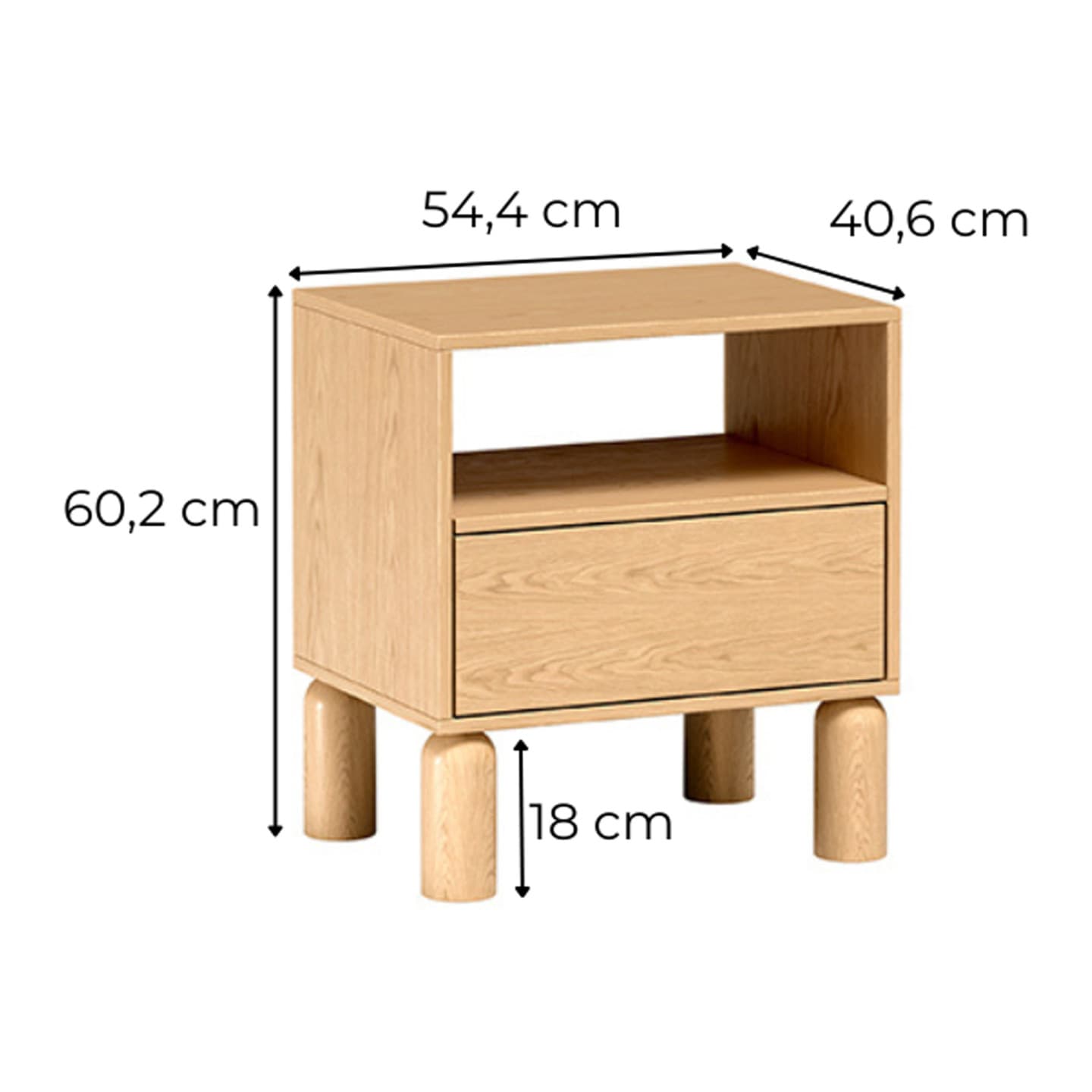 Szafka nocna Orvico 54 cm dąb bookmatch