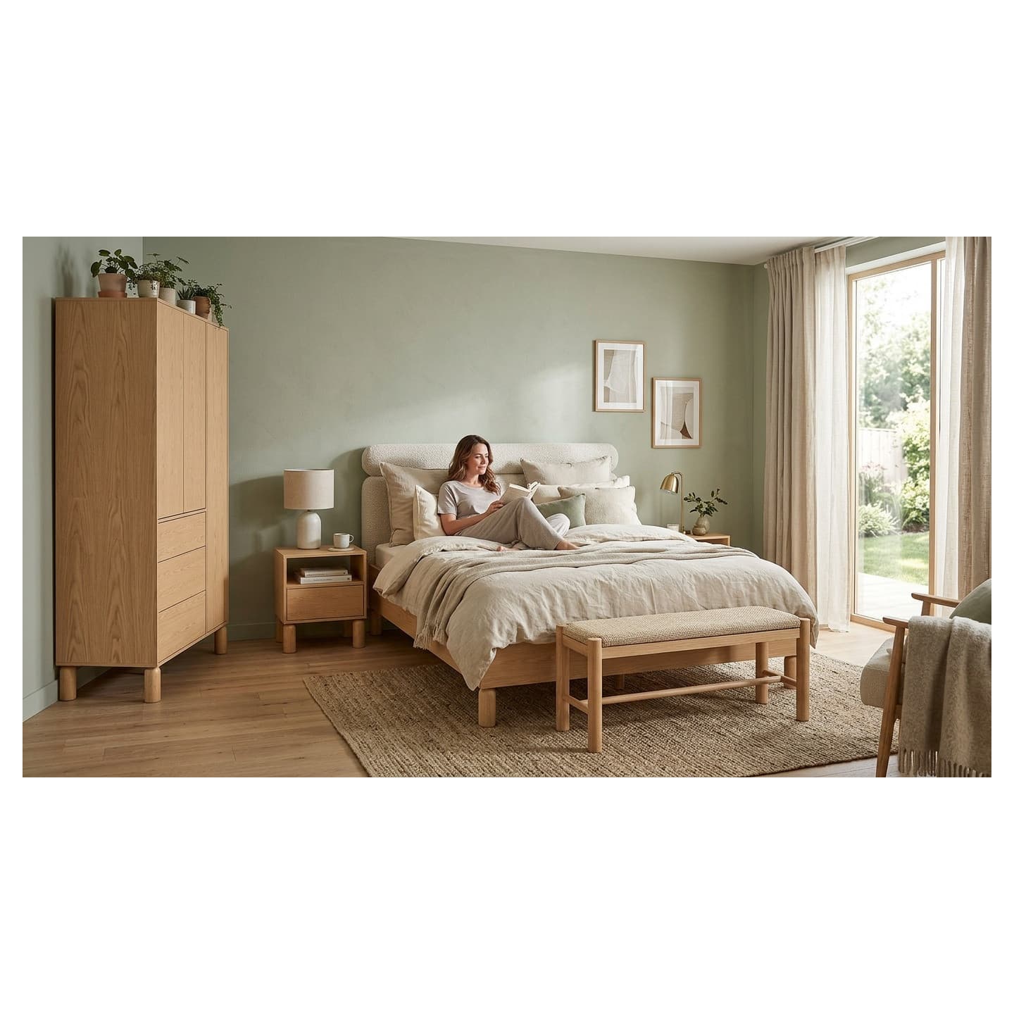 Szafka nocna Orvico 54 cm dąb bookmatch - zdjęcie 2
