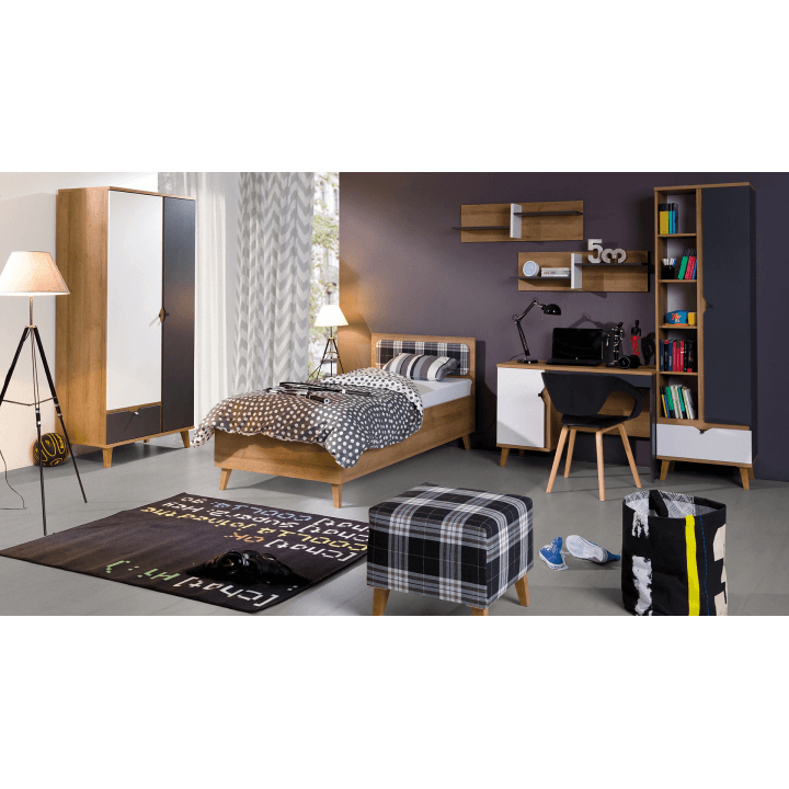 Biurko Nuvio 110 cm Dąb złoty + biały + grafit - zdjęcie 2