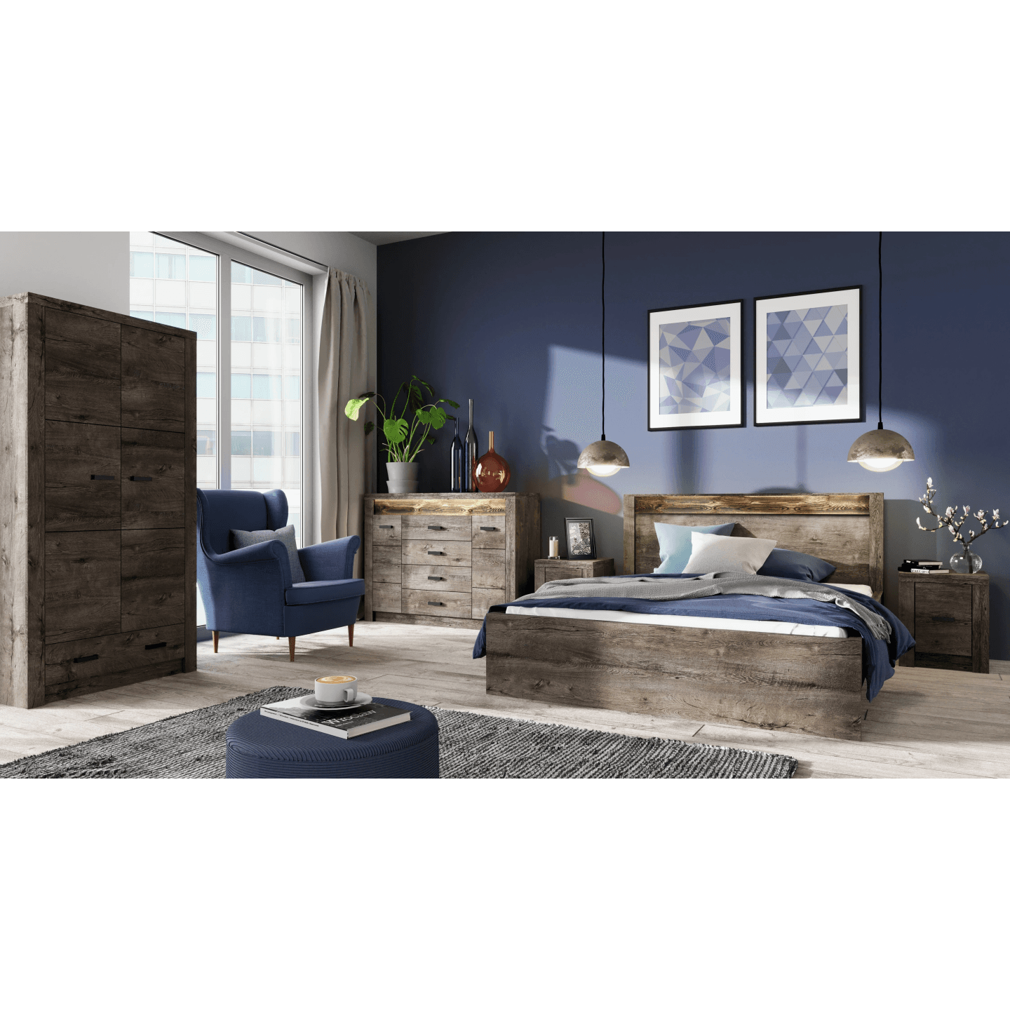 Witryna Monteri 137 cm Jesion Ciemny