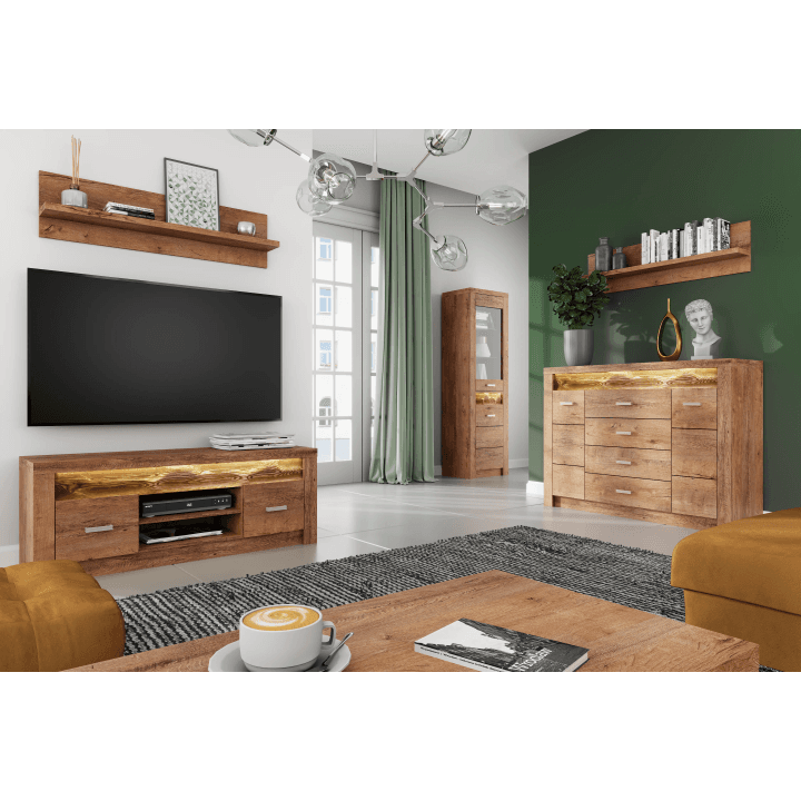 Półka szklana Monteri 138 cm Jesion Jasny - zdjęcie 2