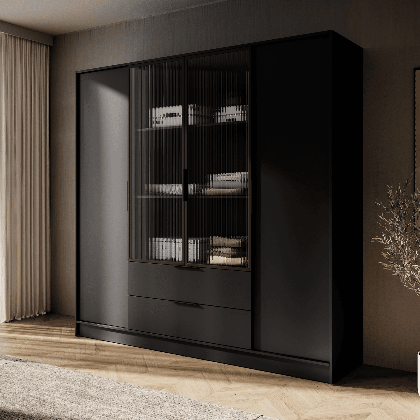 Szafa Melly 4DRM polki czarna - zdjęcie 2