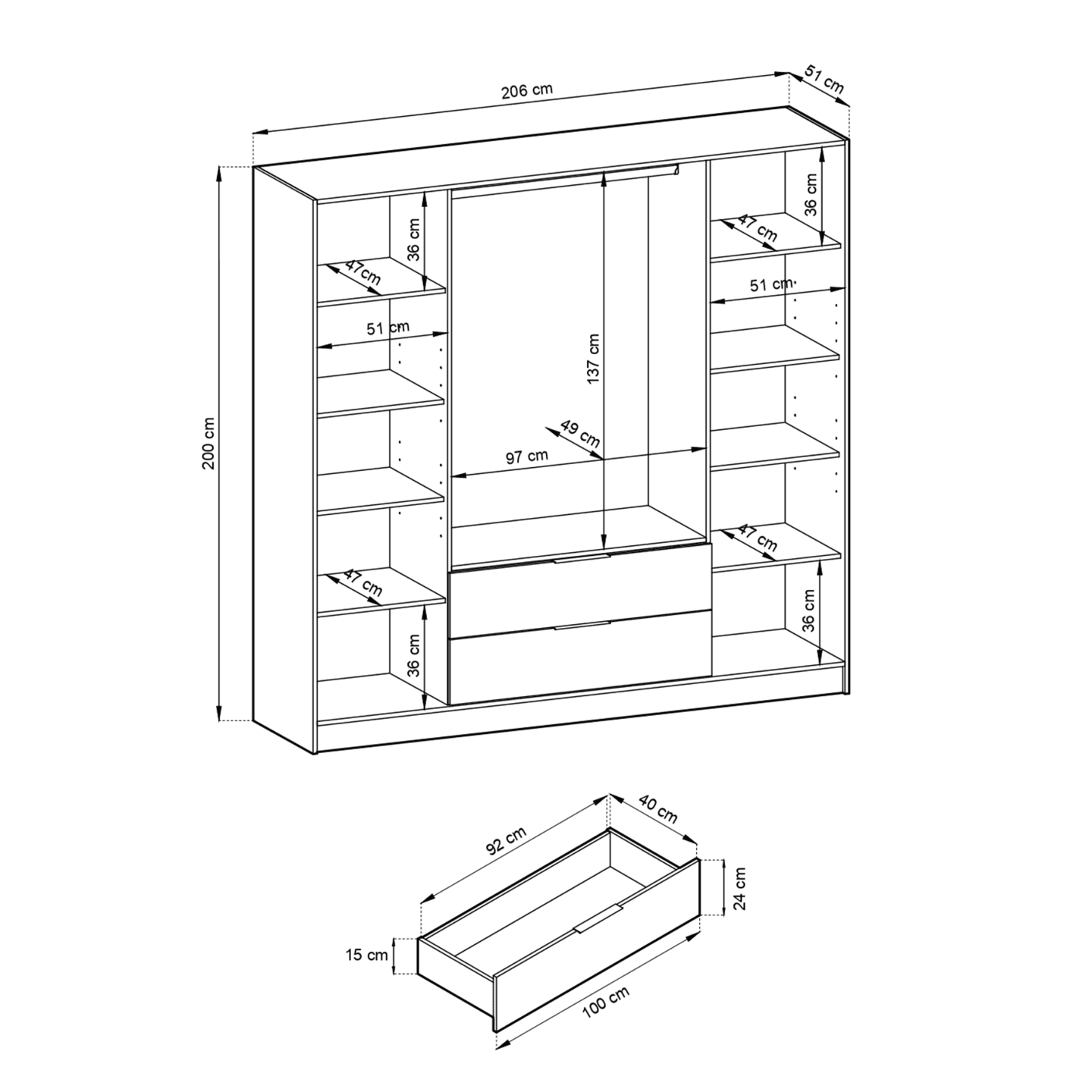 Szafa Melly 4DL dab artisan