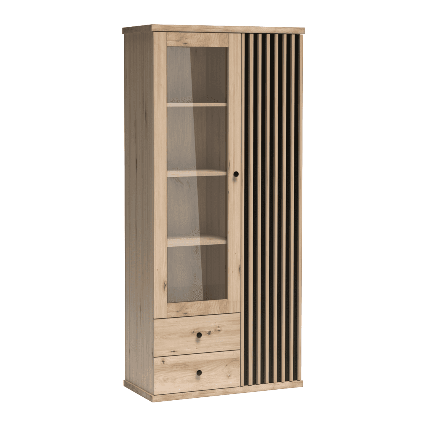 Witryna Norvian 87 cm Dąb Artisan + Czarny