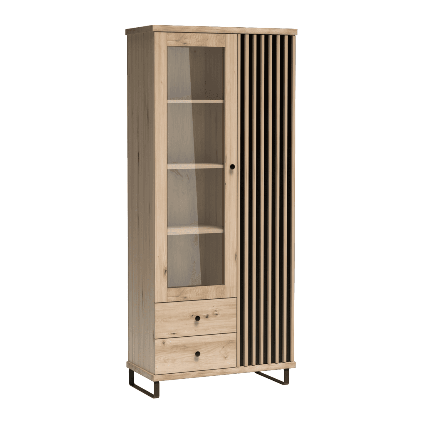 Witryna Norvian 87 cm Dąb Artisan + Czarny