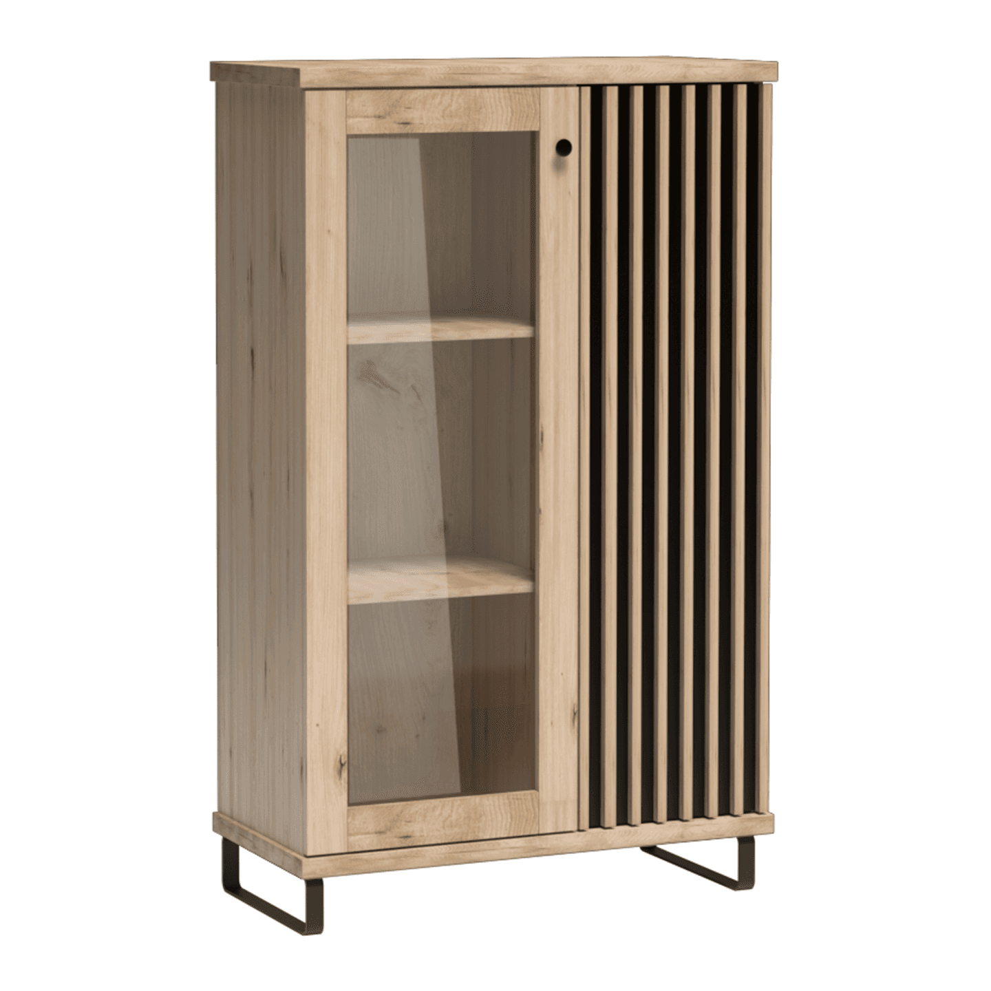 Witryna niska Norvian 87 cm Dąb Artisan + Czarny