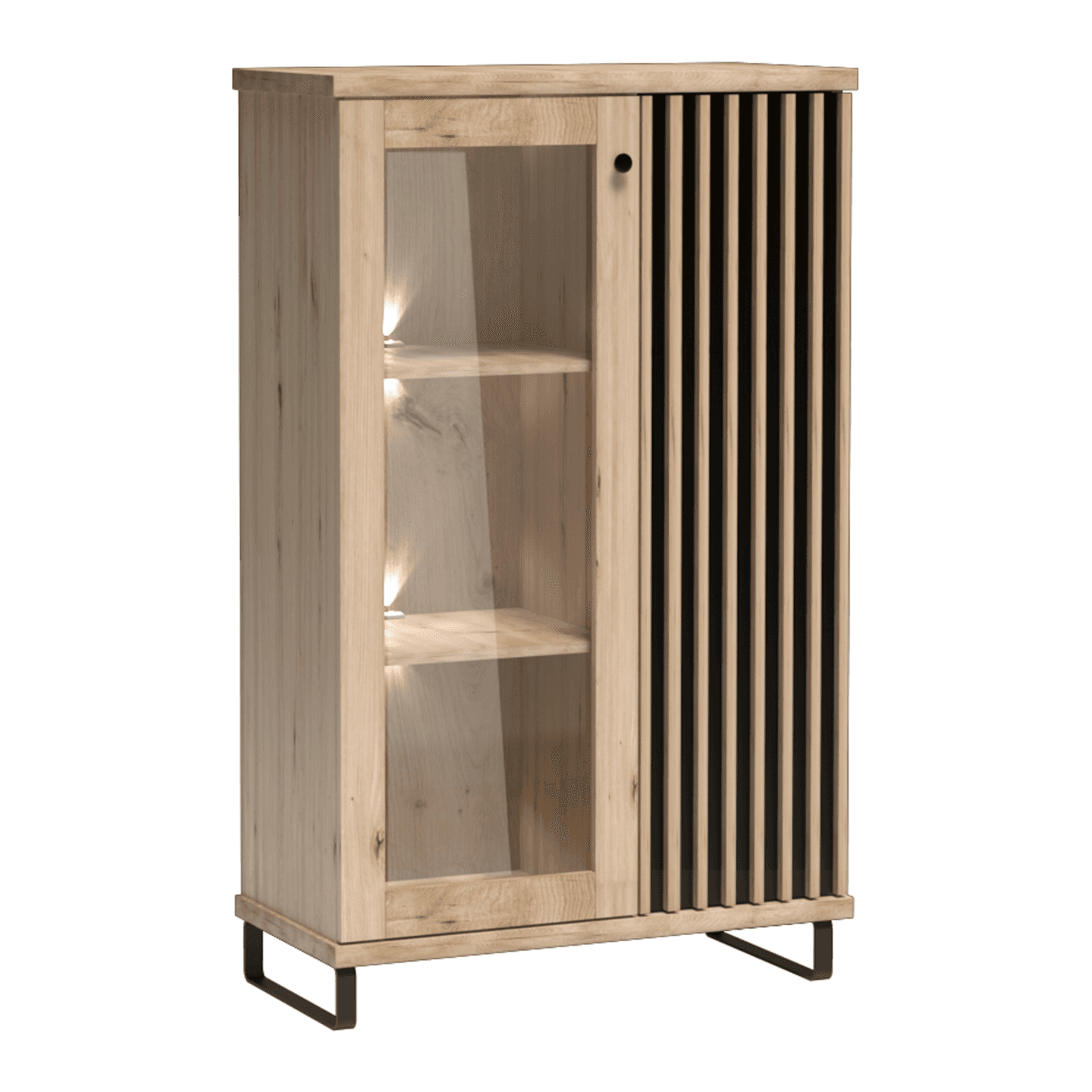 Witryna niska Norvian 87 cm Dąb Artisan + Czarny