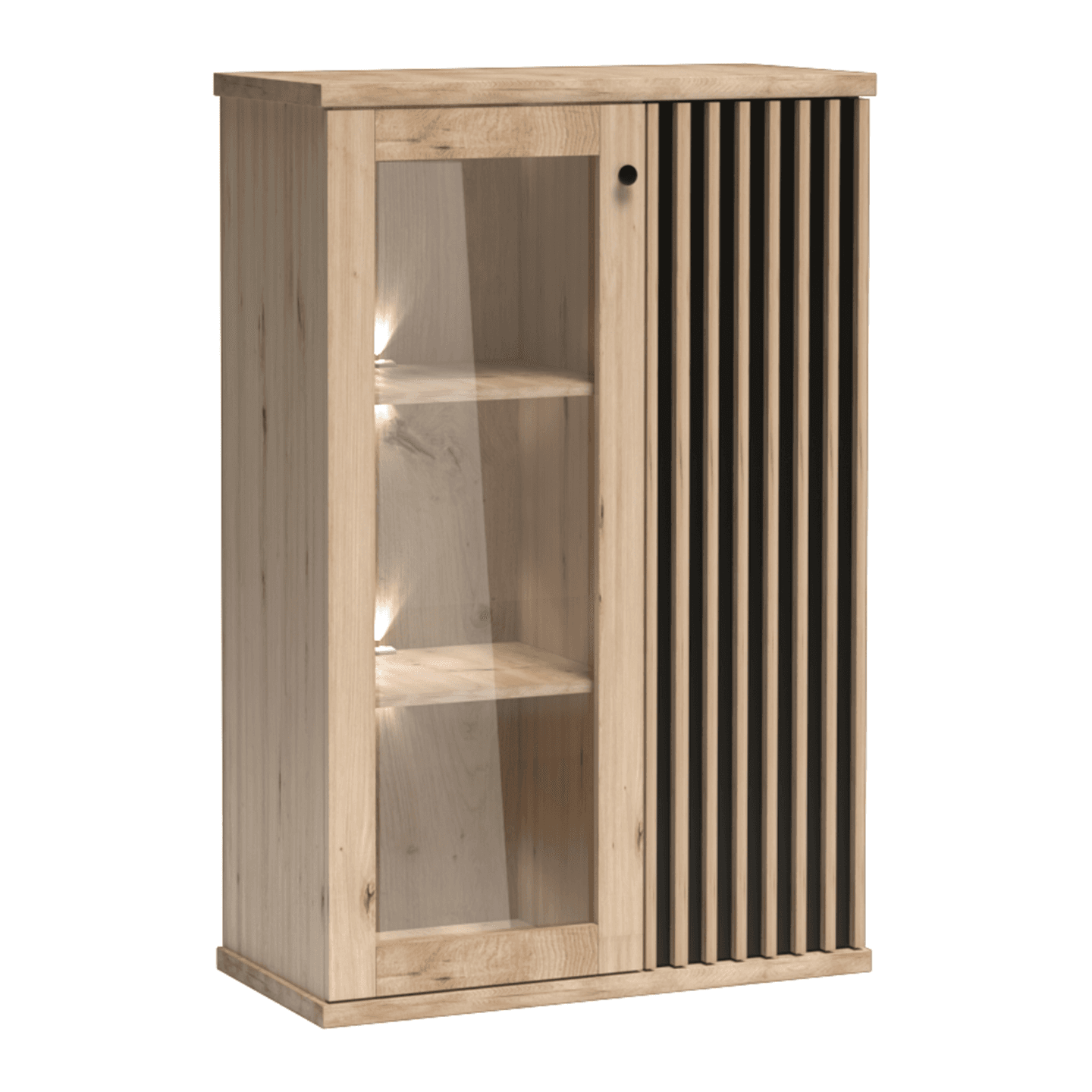 Witryna niska Norvian 87 cm Dąb Artisan + Czarny