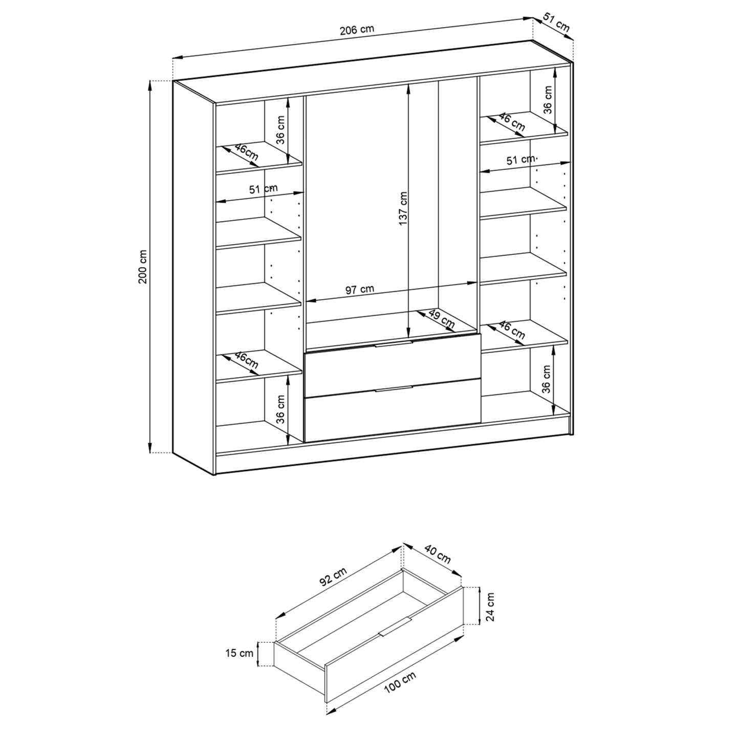 Szafa Melly 4DRD grafit