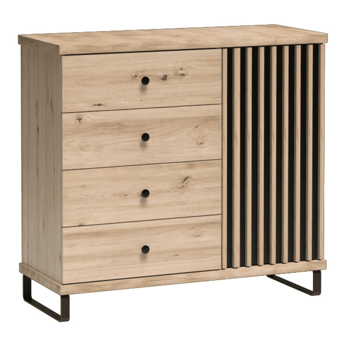 Komoda Norvian 102 cm Dąb Artisan + Czarny