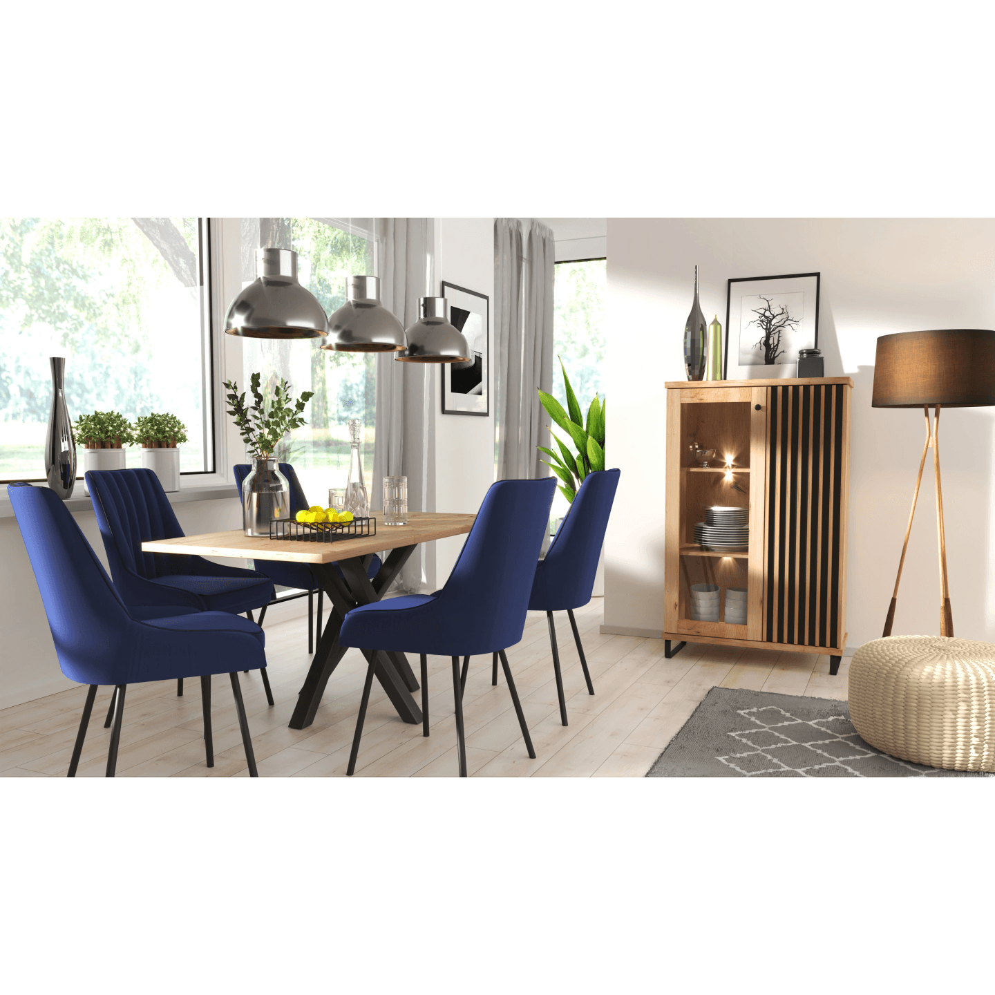 Szafka RTV Norvian 124 cm Dąb Artisan + Czarny