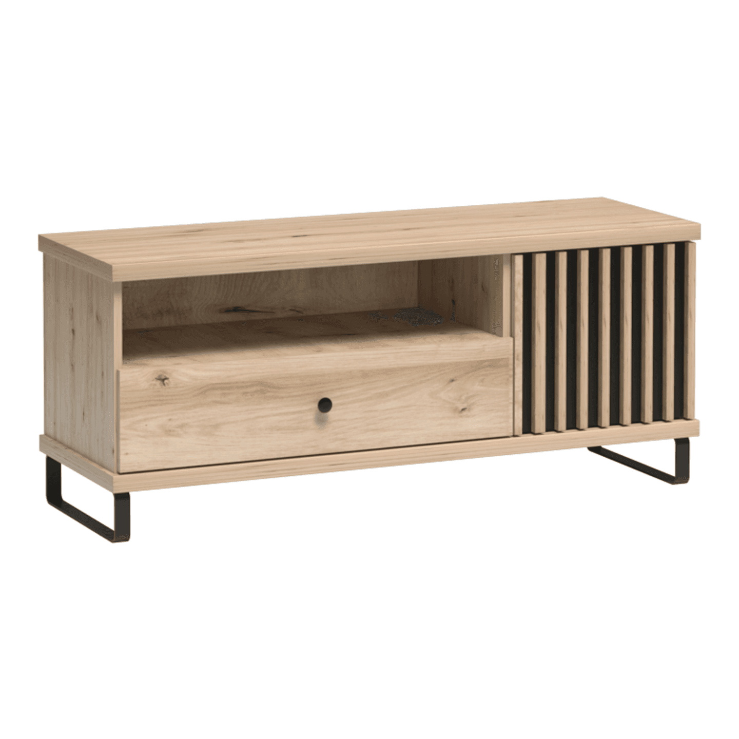 Szafka RTV Norvian 124 cm Dąb Artisan + Czarny