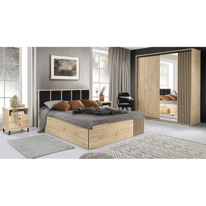 Półka Norvian 120 cm Dąb Artisan + Czarny - zdjęcie 2