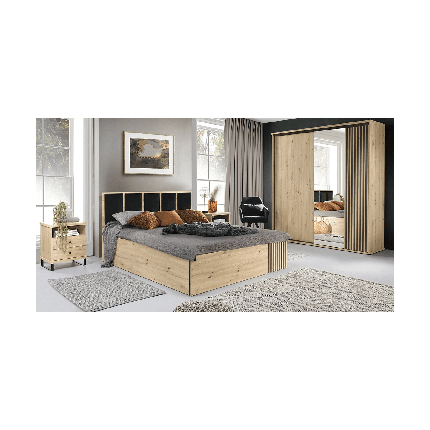 Półka Norvian 120 cm Dąb Artisan + Czarny