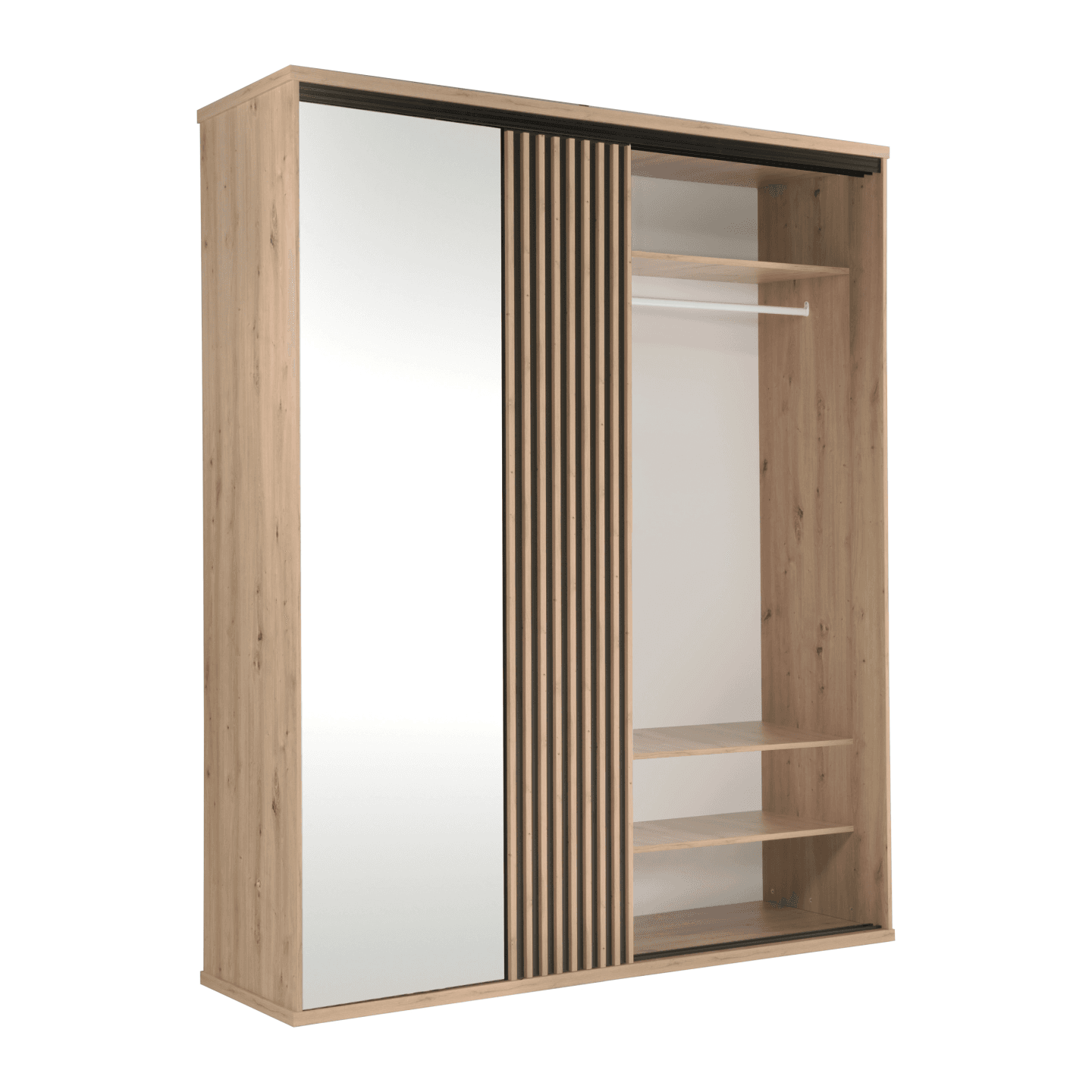 Szafa z lustrem Norvian 179 cm Dąb Artisan + Czarny