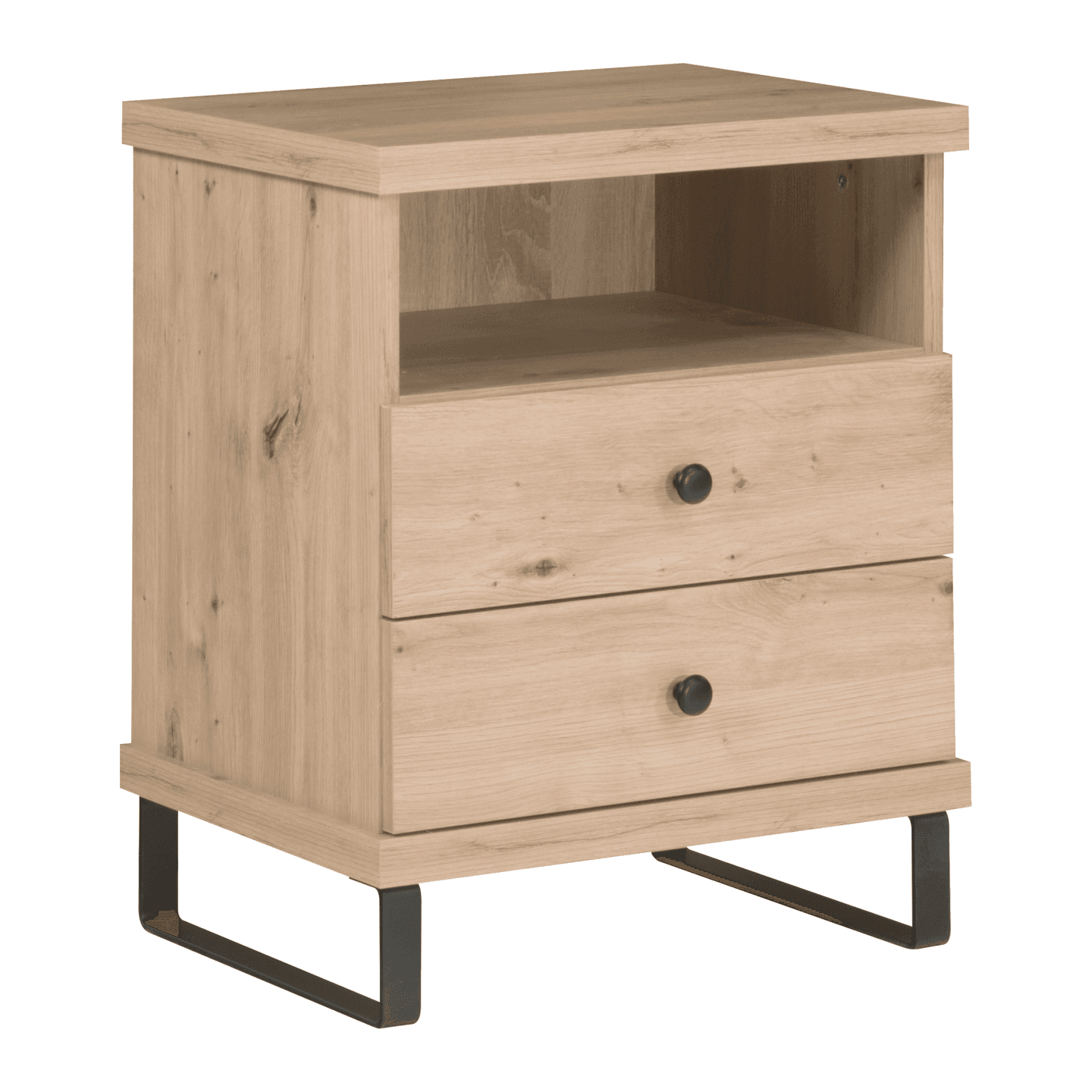 Stolik nocny Norvian 48 cm Dąb Artisan + Czarny