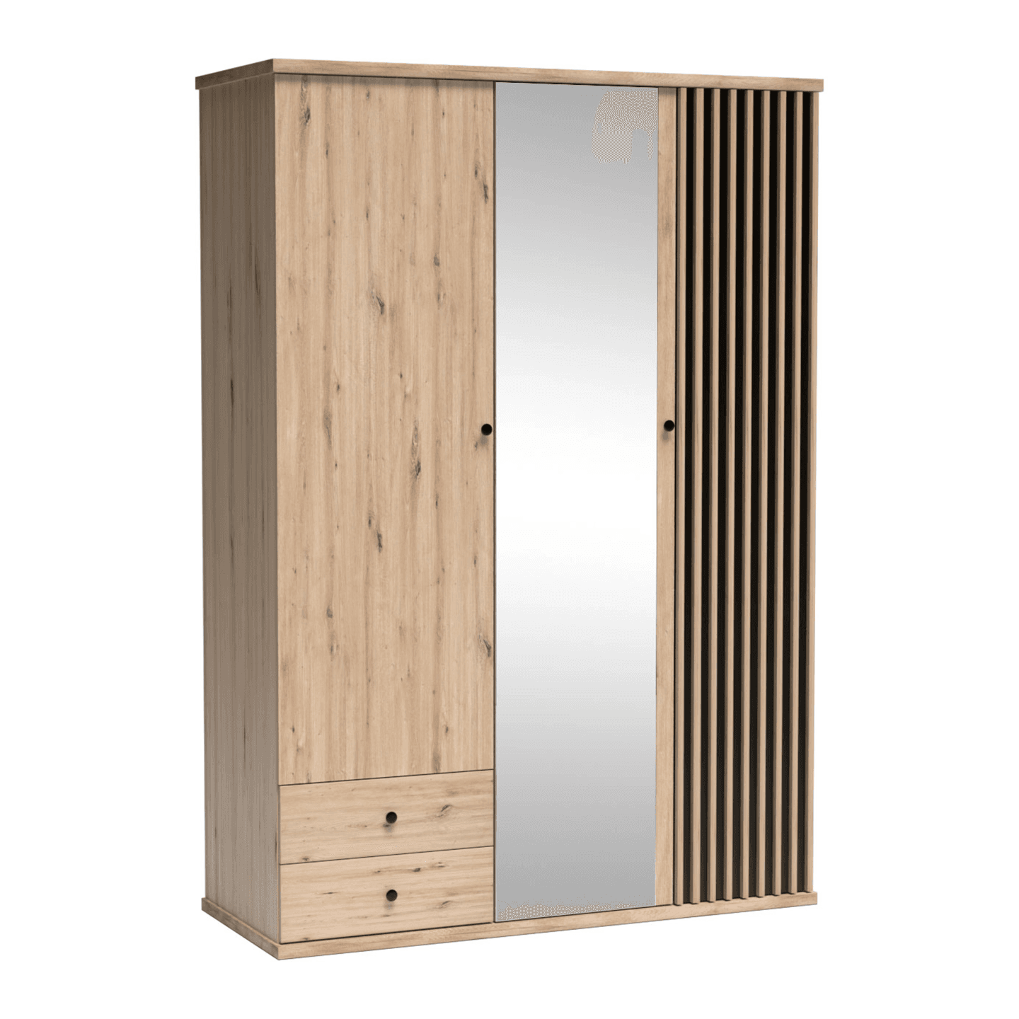 Szafa duża z lustrem Norvian 150 cm Dąb Artisan + Czarny