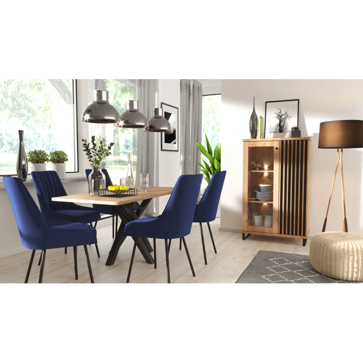 Stół Norvian 120-160 cm Dąb Artisan + Czarny - zdjęcie 2