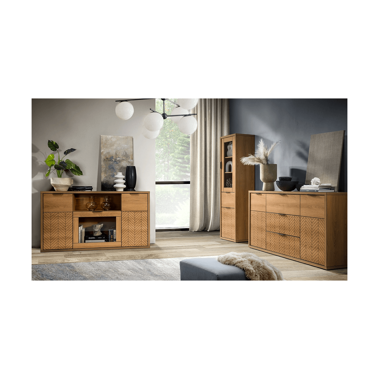 Szafka RTV Lorensa 159 cm Dąb Karmel - zdjęcie 2