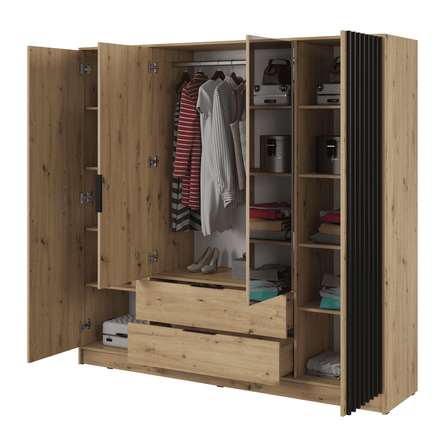 Szafa Bella 4D z lustrem Dąb artisan