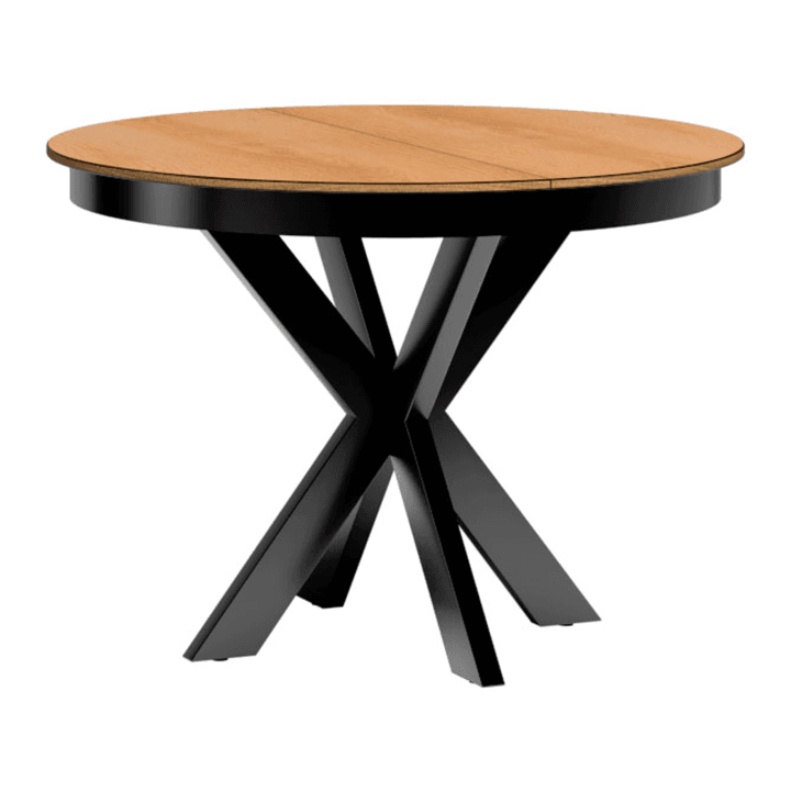 Stół Lorensa 110-150 cm Dąb Karmel + Czarne nogi