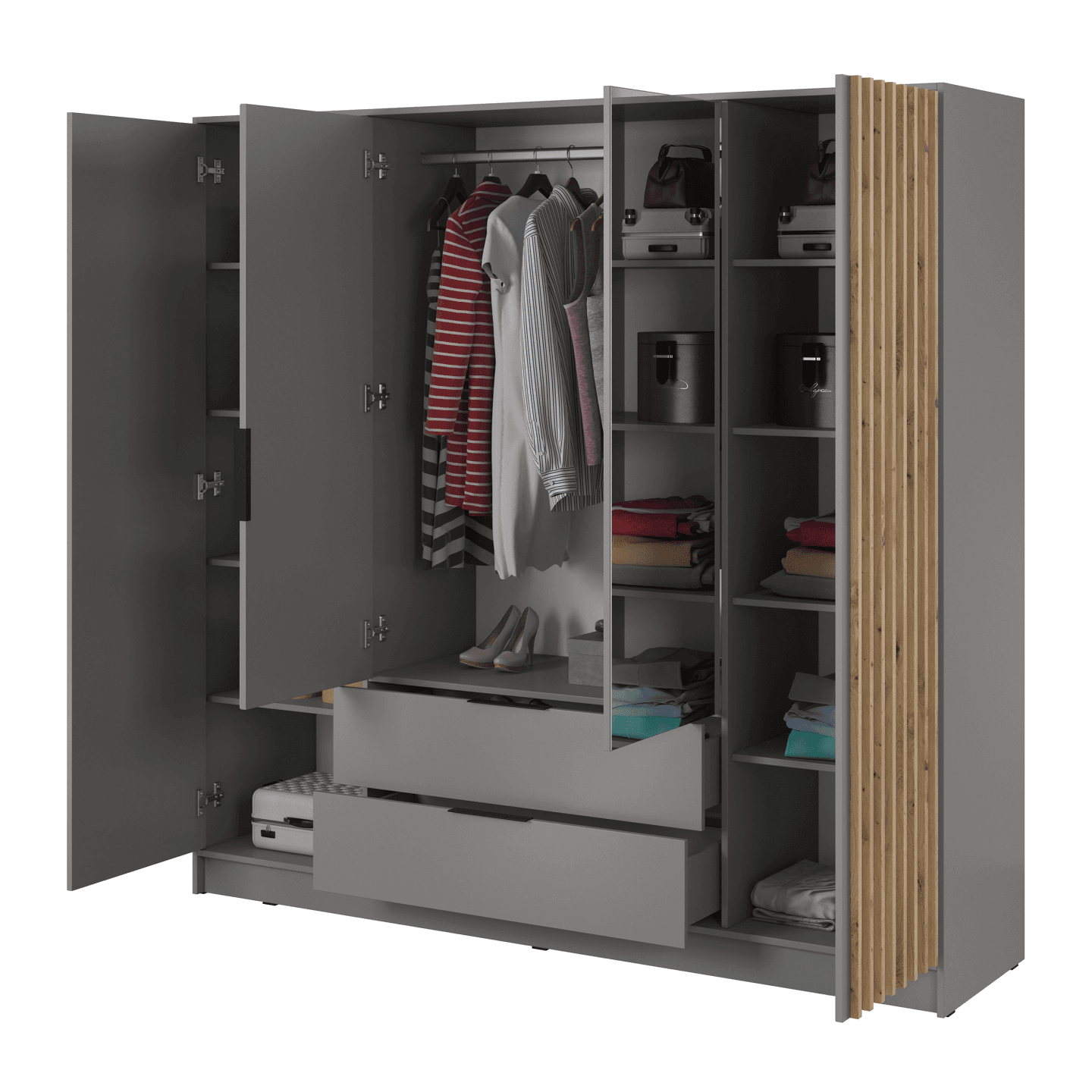 Szafa Bella 4D z lustrem szara