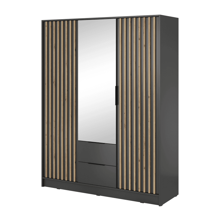 Szafa Bella 155 x 200 cm z lustrem grafit, lamele