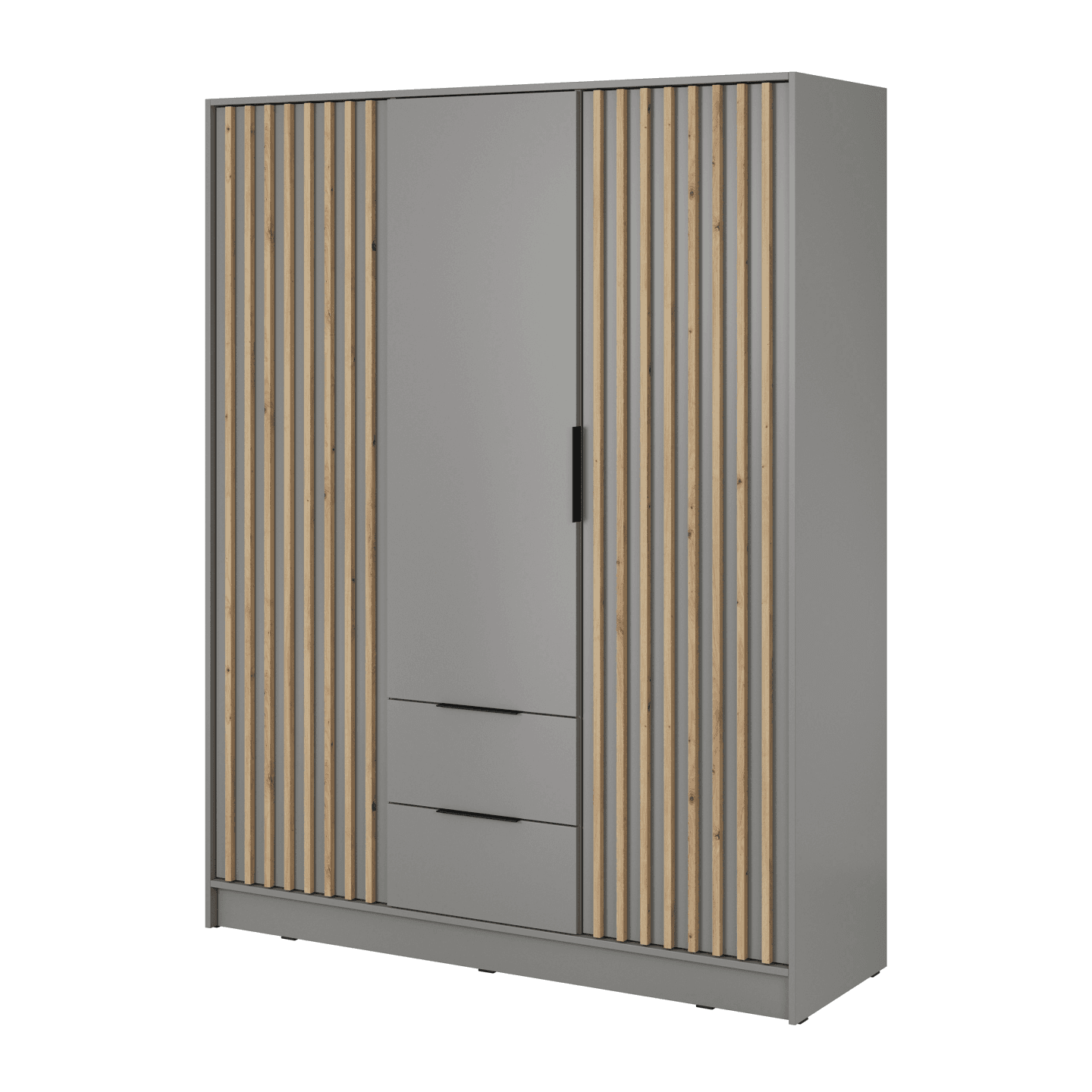 Szafa Bella 155 x 200 cm szara, bez lustra, lamele