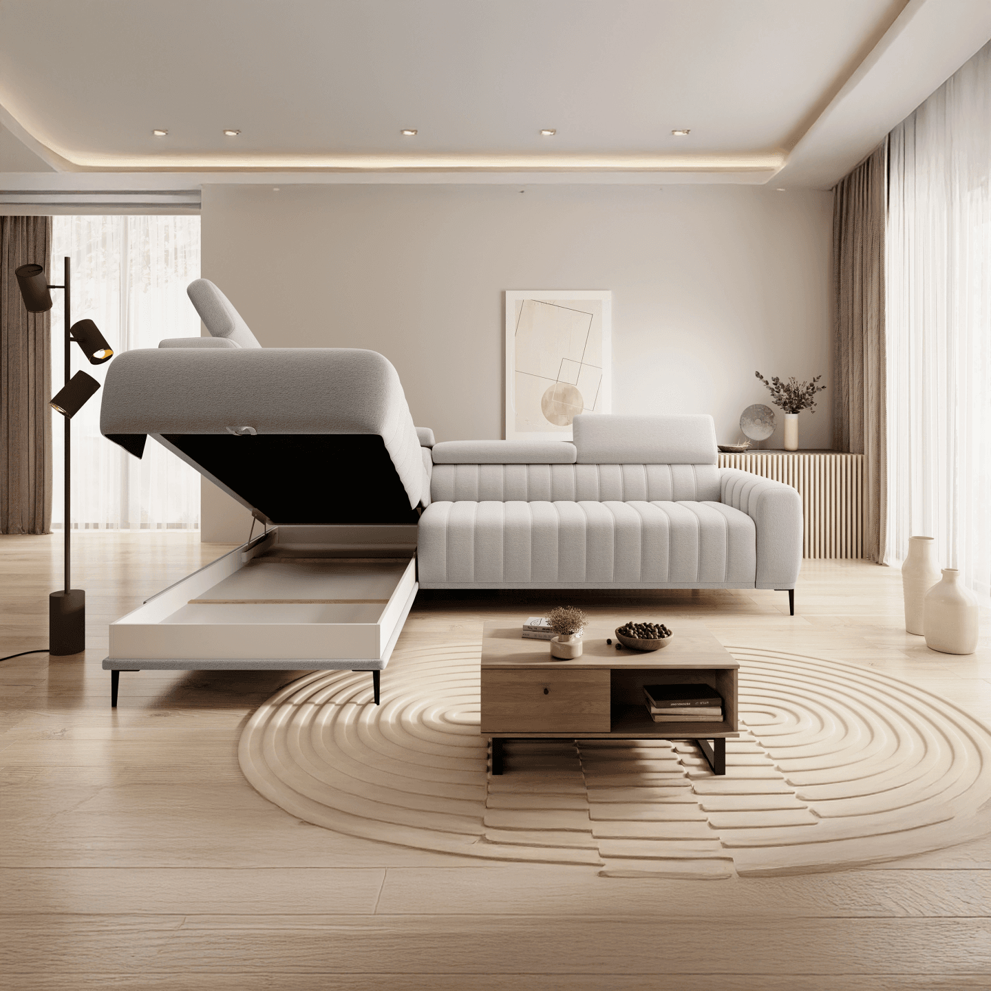 Narożnik ze stelażem włoskim Gandi L140