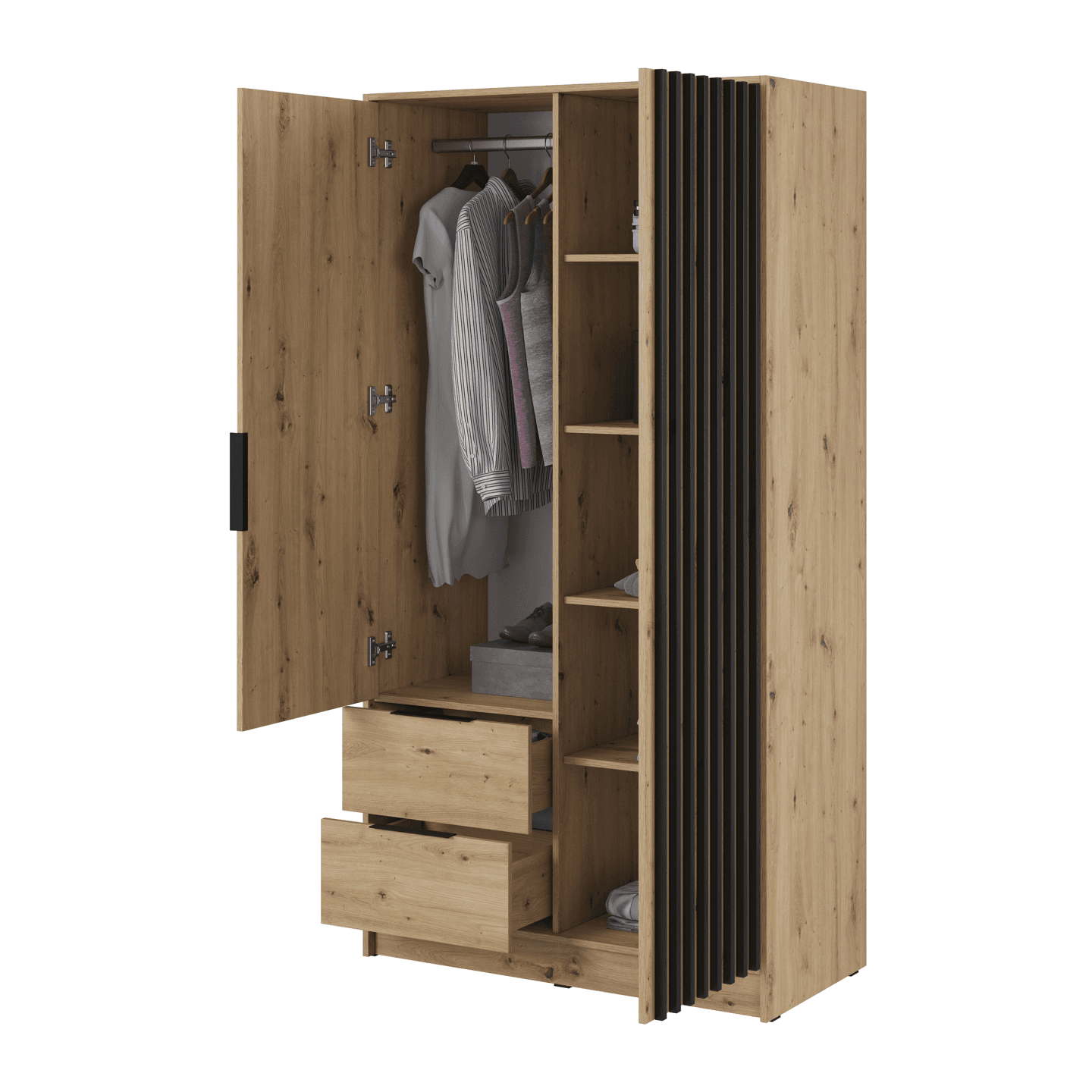 Szafa Bella 105 x 200 cm, Dąb artisan, lamele, bez lustra