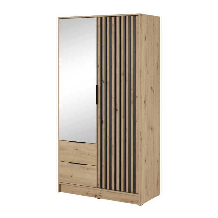 Szafa Bella z lustrem, dąb artisan, lamele 105 x 200 cm