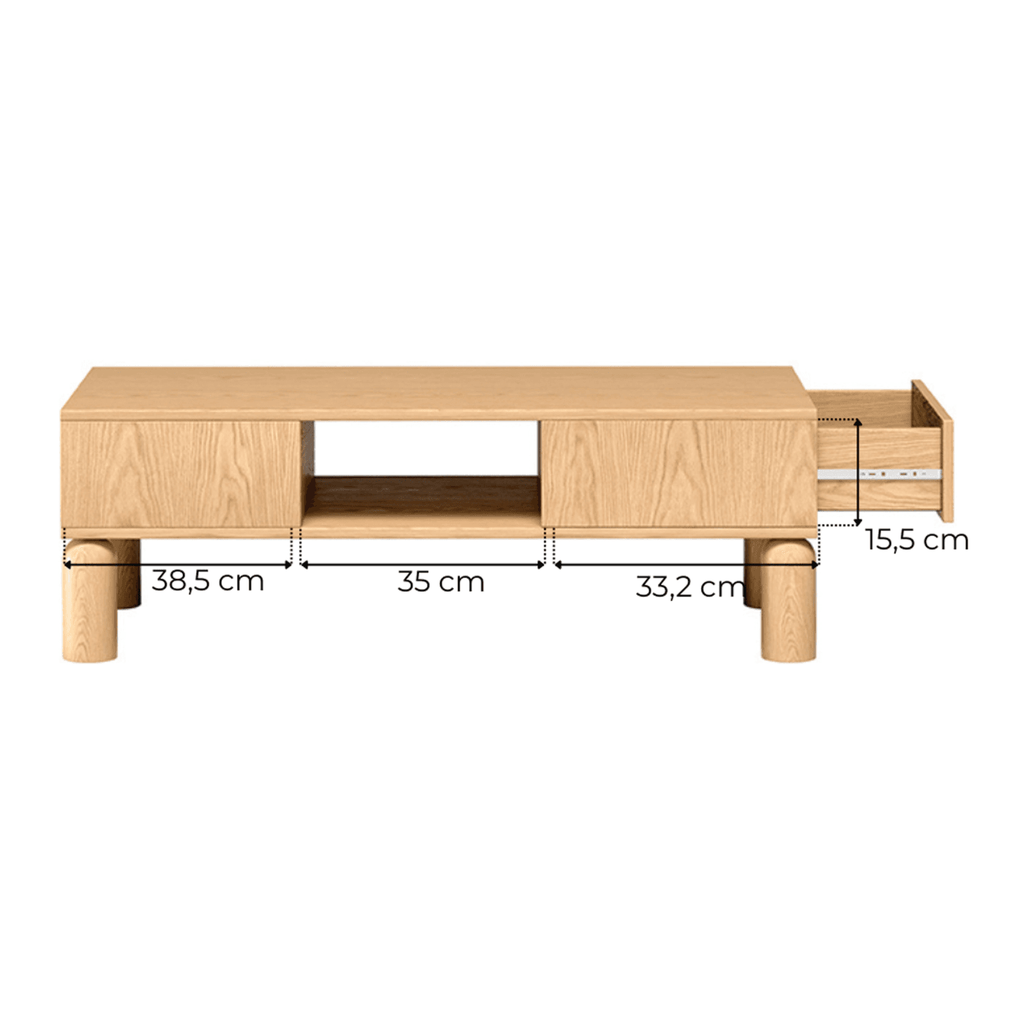 Stolik kawowy Orvico 110 cm dąb bookmatch