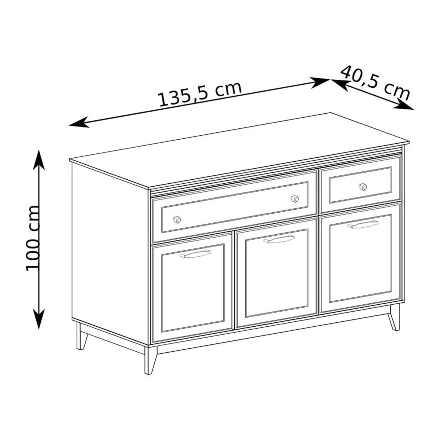 Komoda Harton 135 cm szary diamentowy