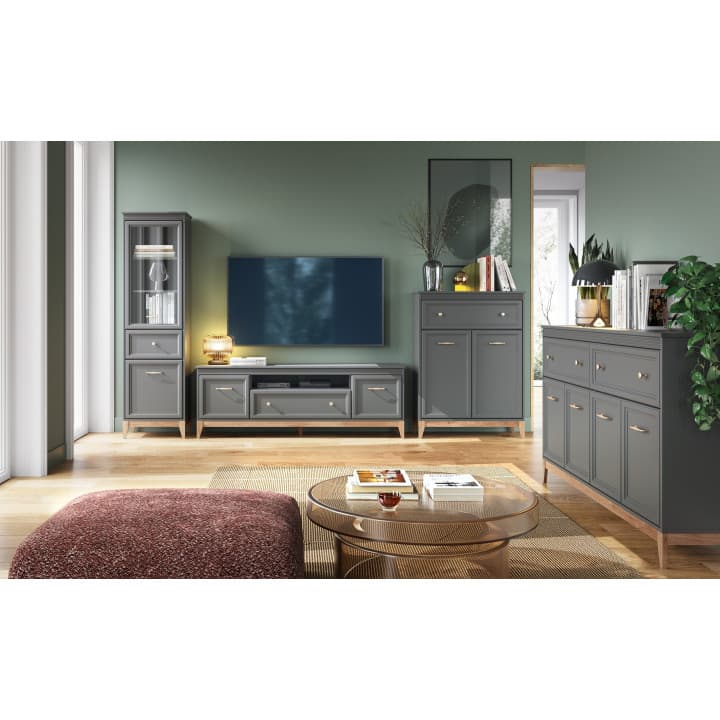 Szafka RTV Harton 135 cm szary diamentowy - zdjęcie 2