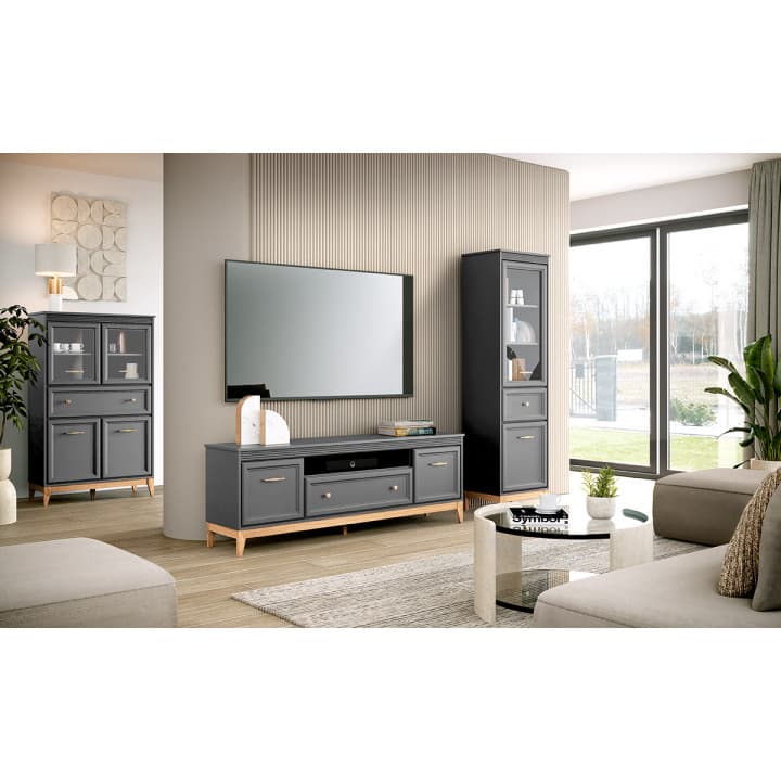 Szafka RTV Harton 179 cm szary diamentowy - zdjęcie 2