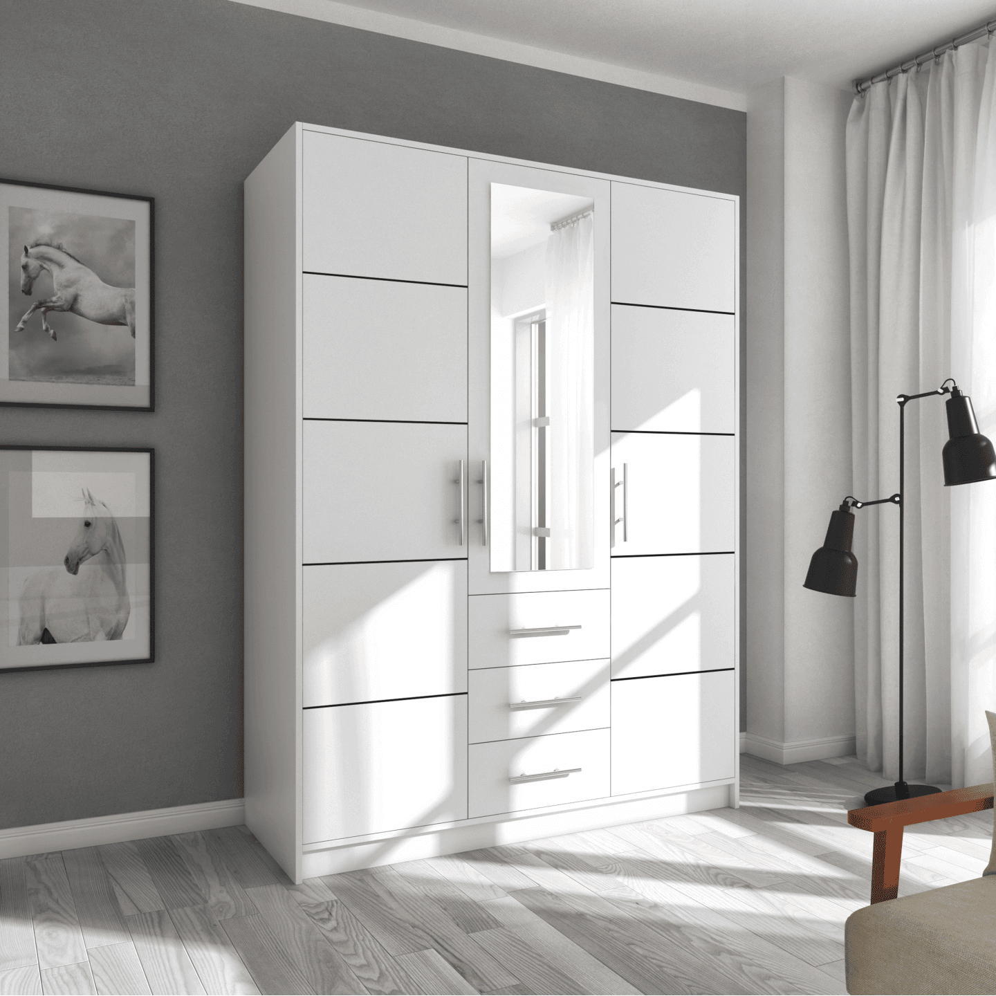 Szafa Como 3D 147 cm biała