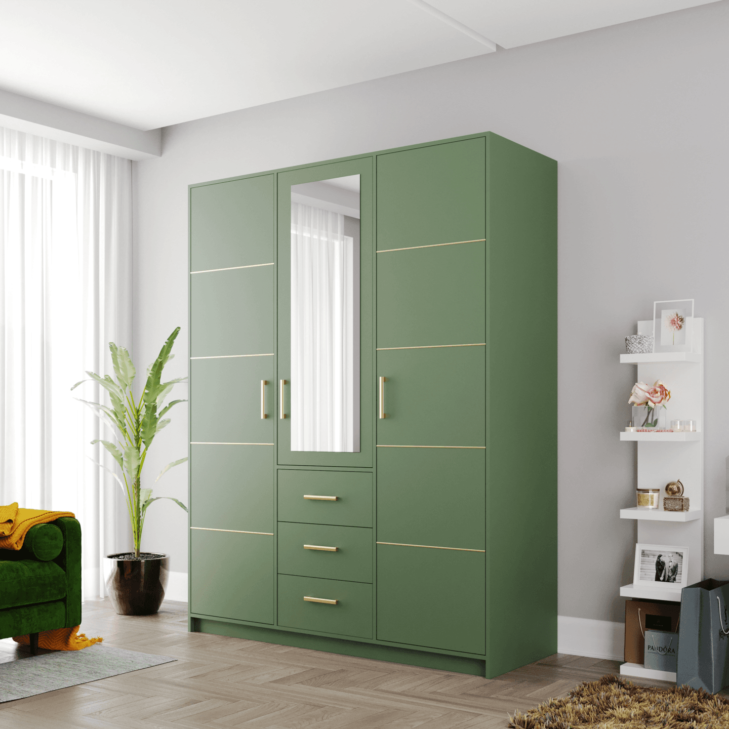 Szafa Como II D3 147 cm butelkowa zieleń