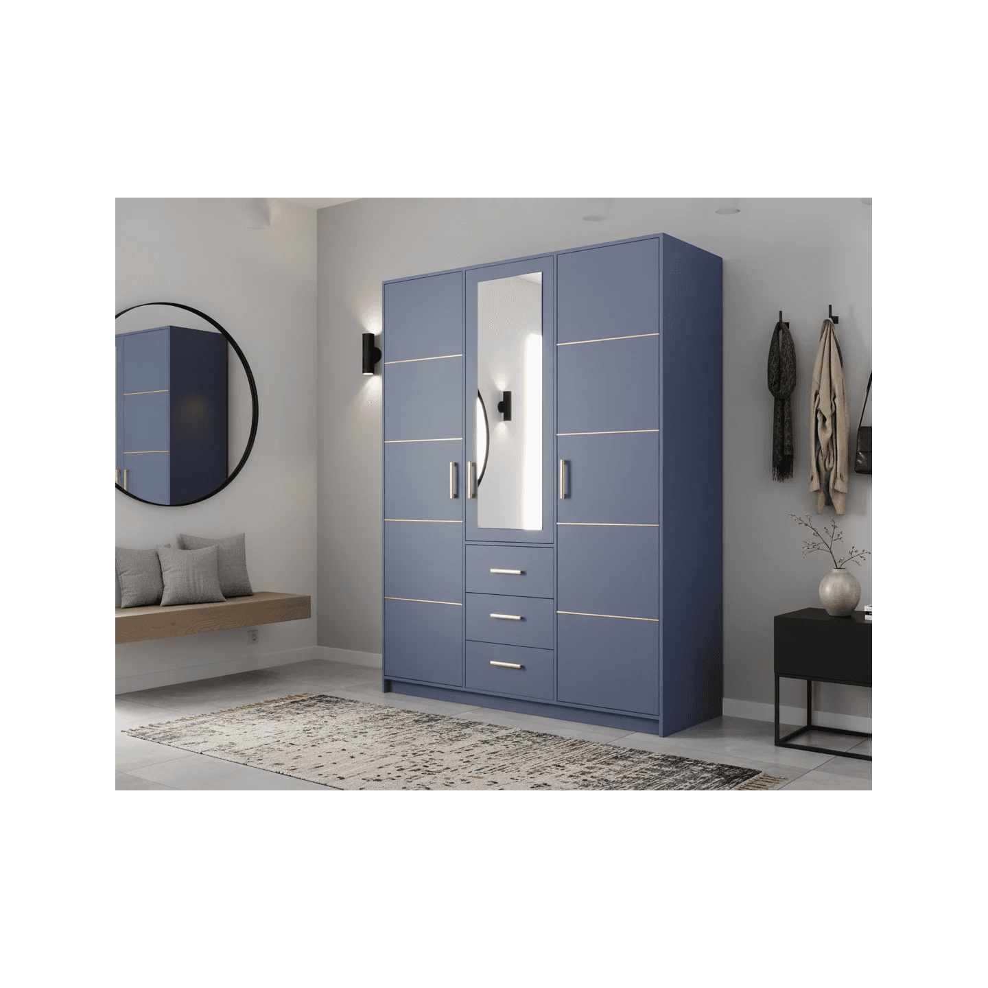 Szafa Como II D3 147 cm zgaszony błękit