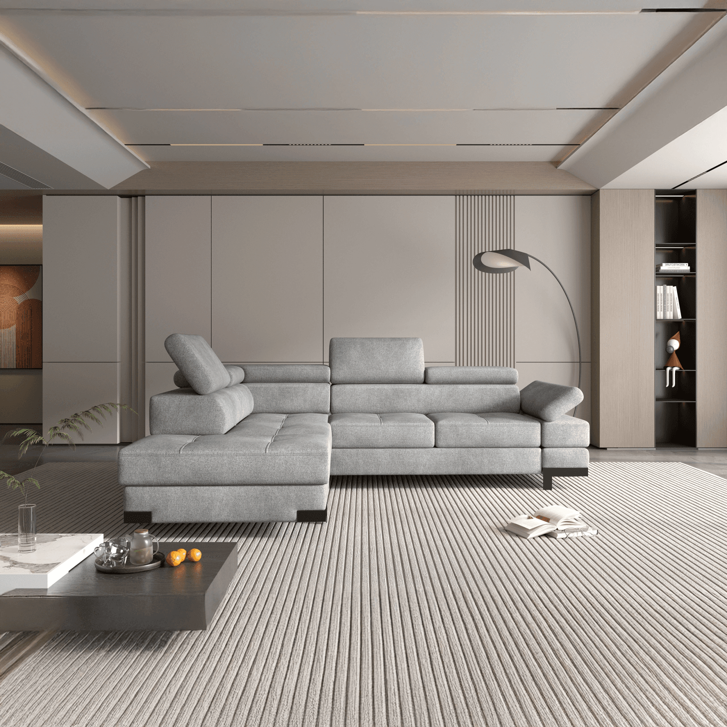 Stylowy narożnik Emporio L regulowane zagłówki