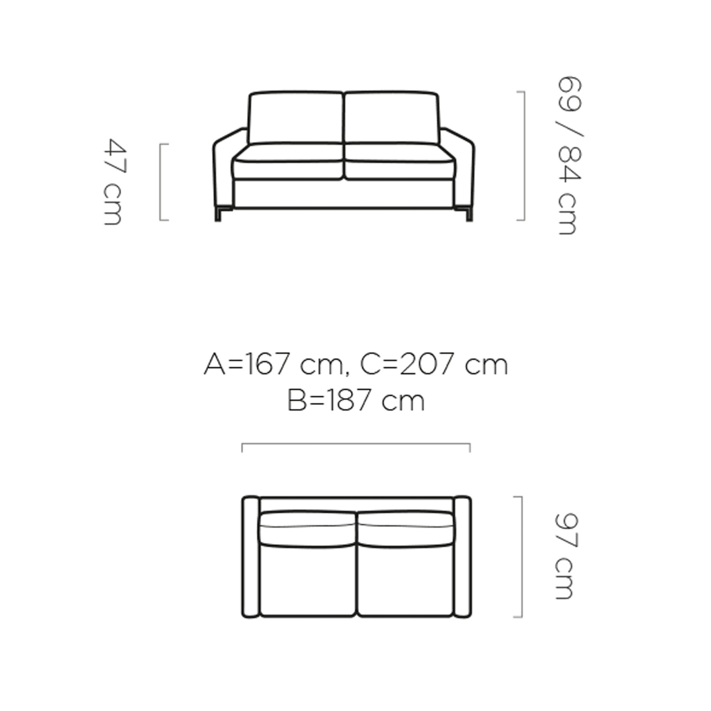 Kompaktowa sofa Tino 120 Stelaż włoski, funkcja spania WERSAL
